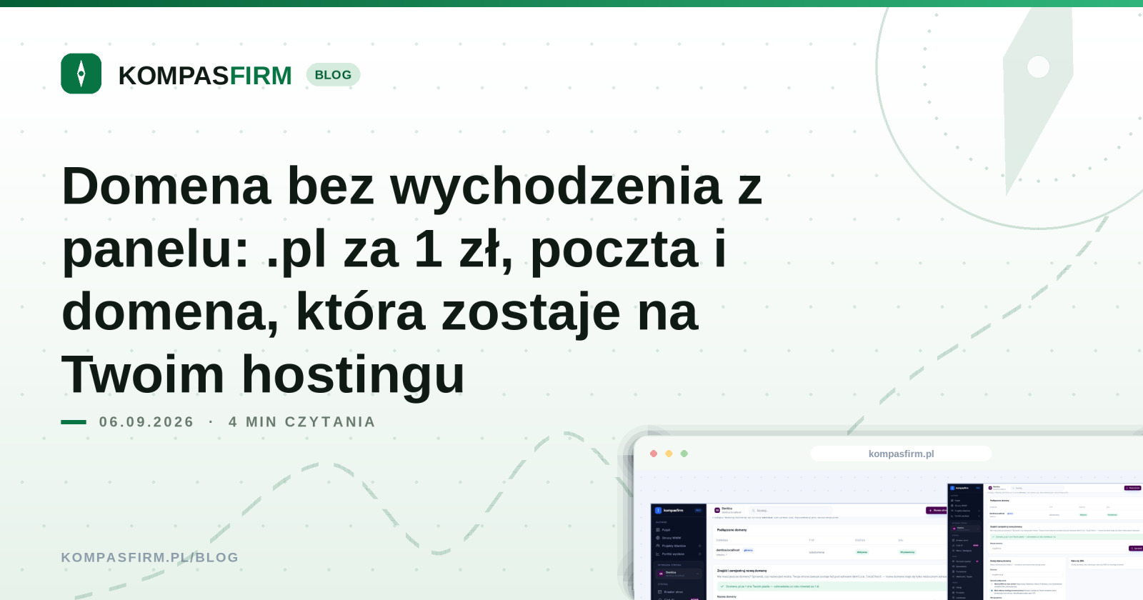 Domena bez wychodzenia z panelu: .pl za 1 zł, poczta i domena, która zostaje na Twoim hostingu