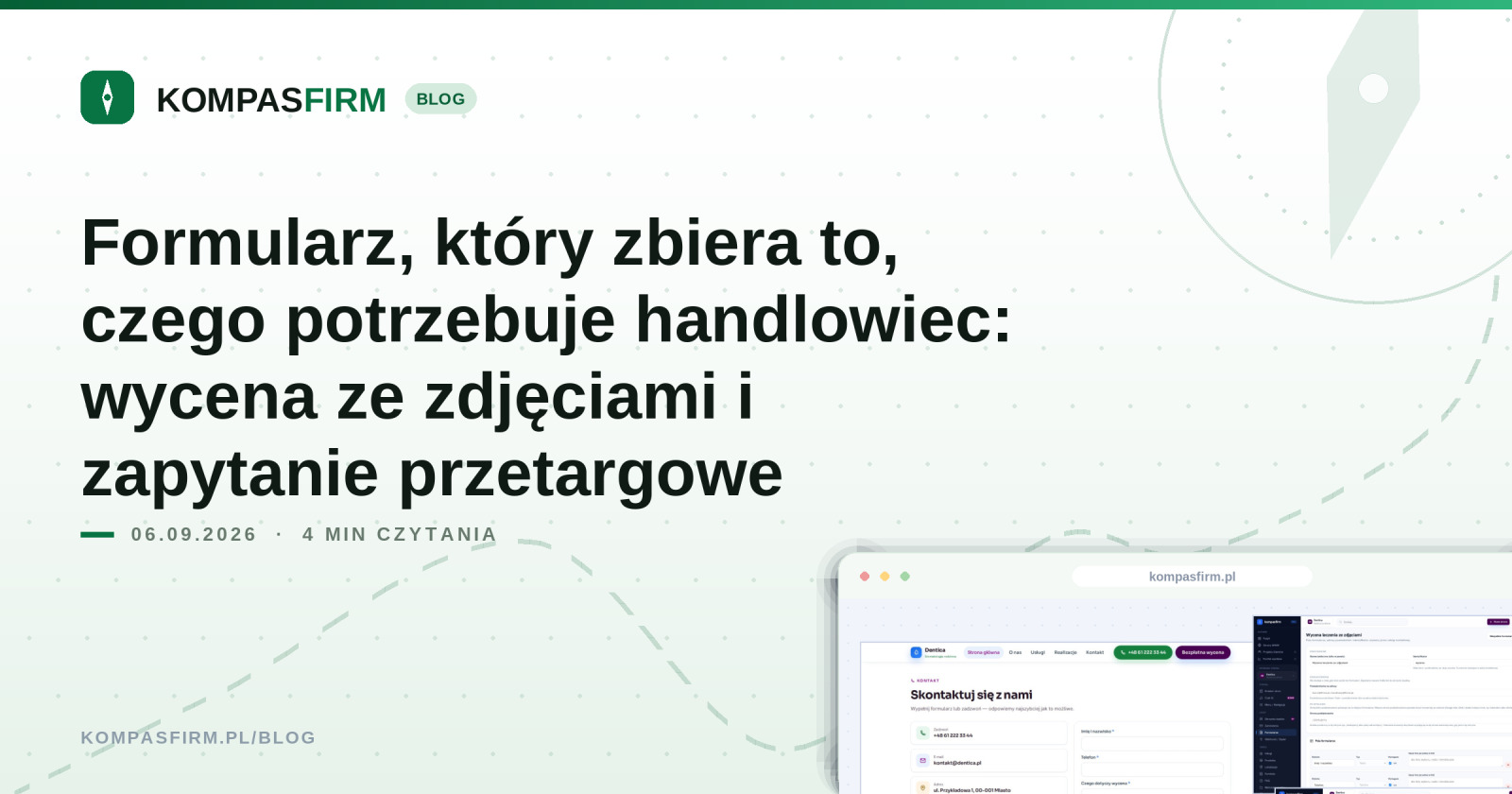 Formularz, który zbiera to, czego potrzebuje handlowiec: wycena ze zdjęciami i zapytanie przetargowe
