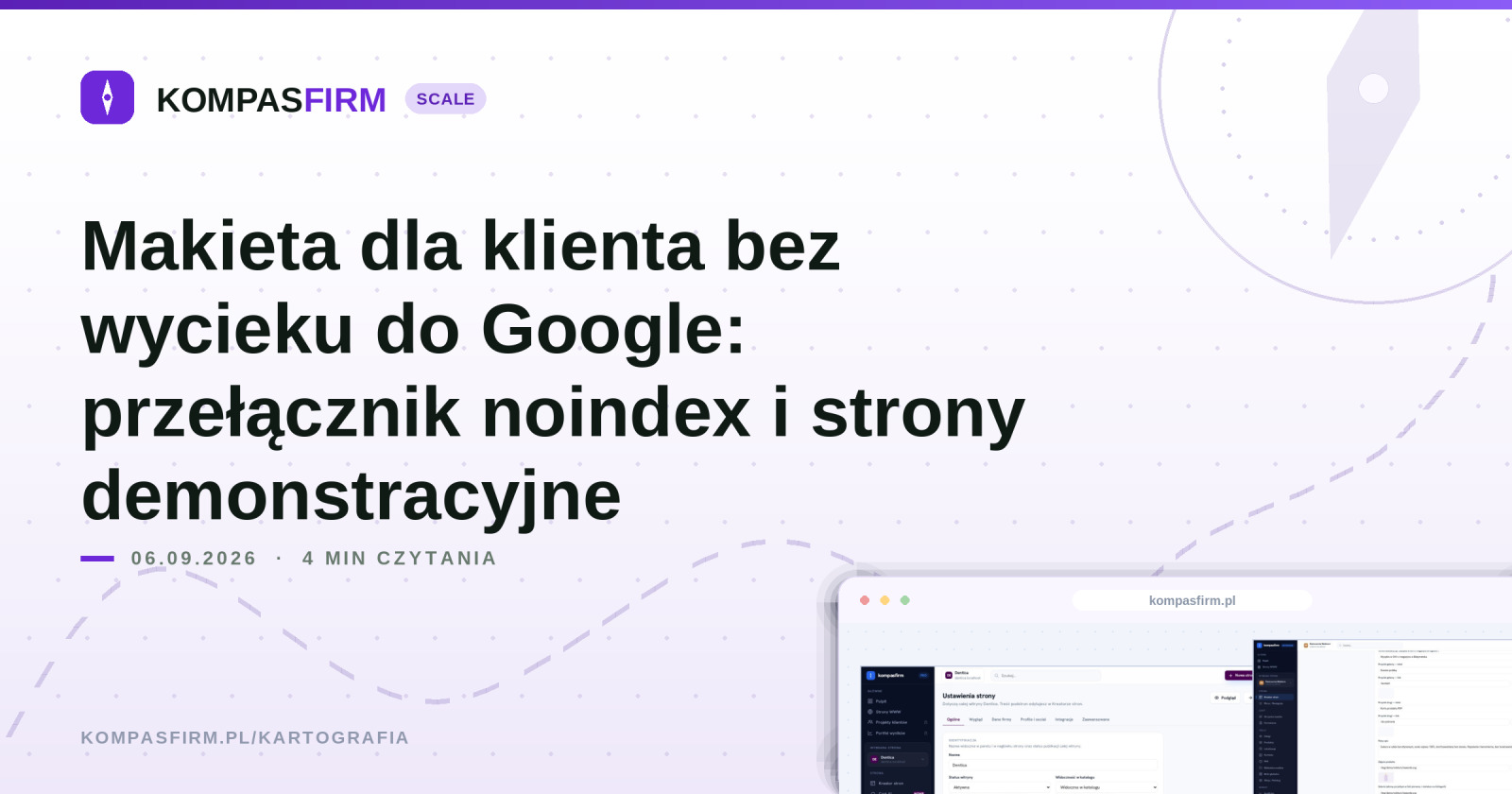 Makieta dla klienta bez wycieku do Google: przełącznik noindex i strony demonstracyjne