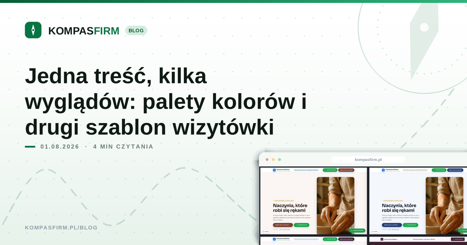 Jedna treść, kilka wyglądów: palety kolorów i drugi szablon wizytówki