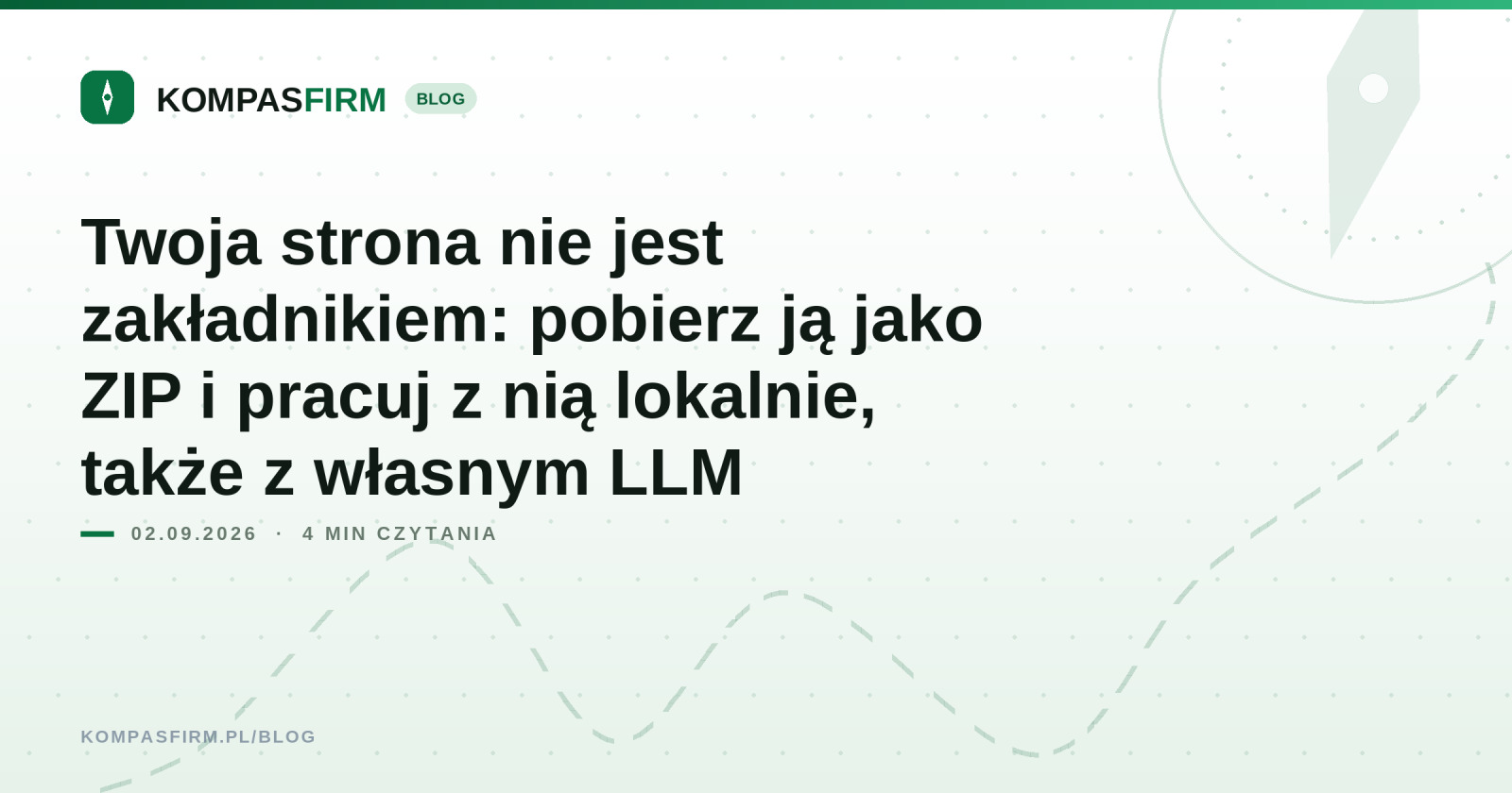 Twoja strona nie jest zakładnikiem: pobierz ją jako ZIP i pracuj z nią lokalnie, także z własnym LLM