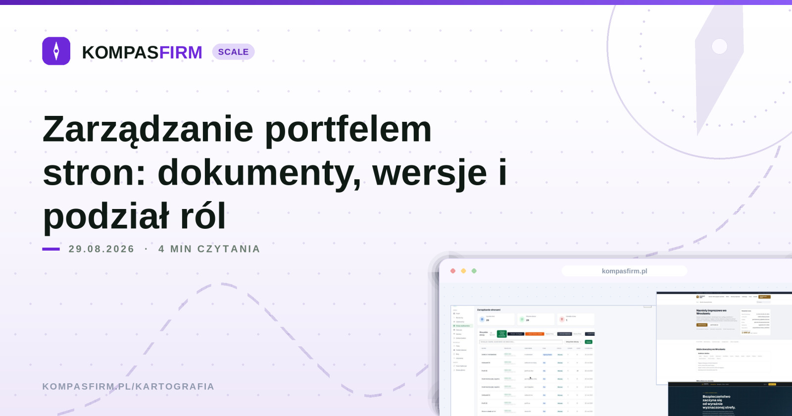 Zarządzanie portfelem stron: dokumenty, wersje i podział ról