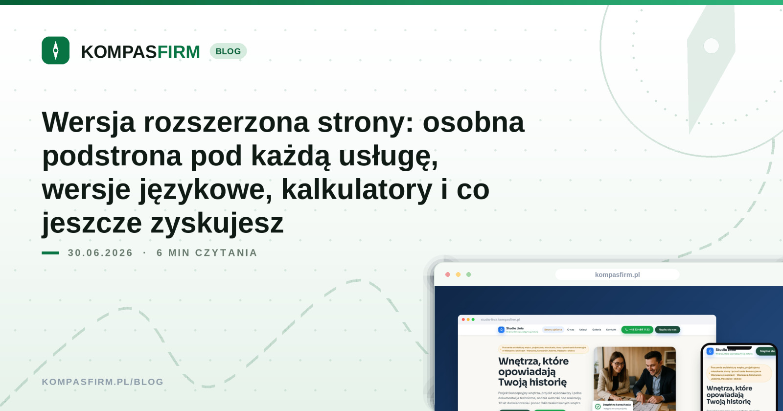 Wersja rozszerzona strony: osobna podstrona pod każdą usługę, wersje językowe, kalkulatory i co jeszcze zyskujesz