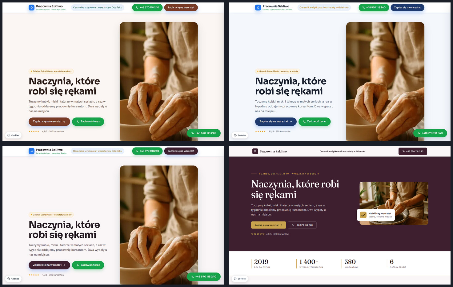 Jedna treść, kilka wyglądów: palety kolorów i drugi szablon wizytówki