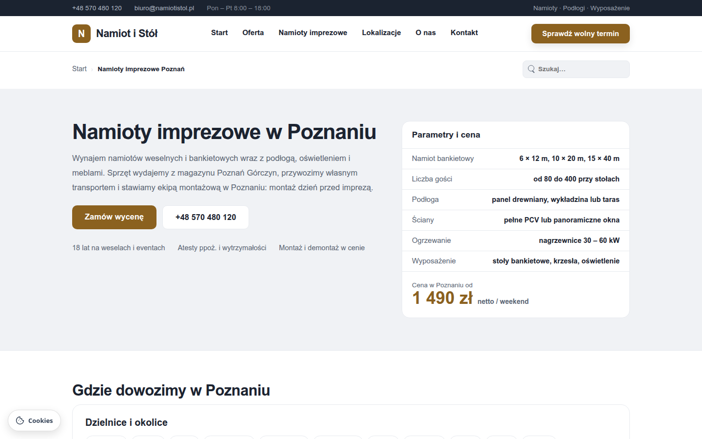 Ta sama podstrona wygenerowana dla Poznania: inna odmiana nazwy, inny magazyn, ten sam układ