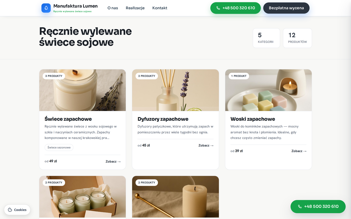 Katalog produktów zbudowany w module sklepu KOMPASFIRM