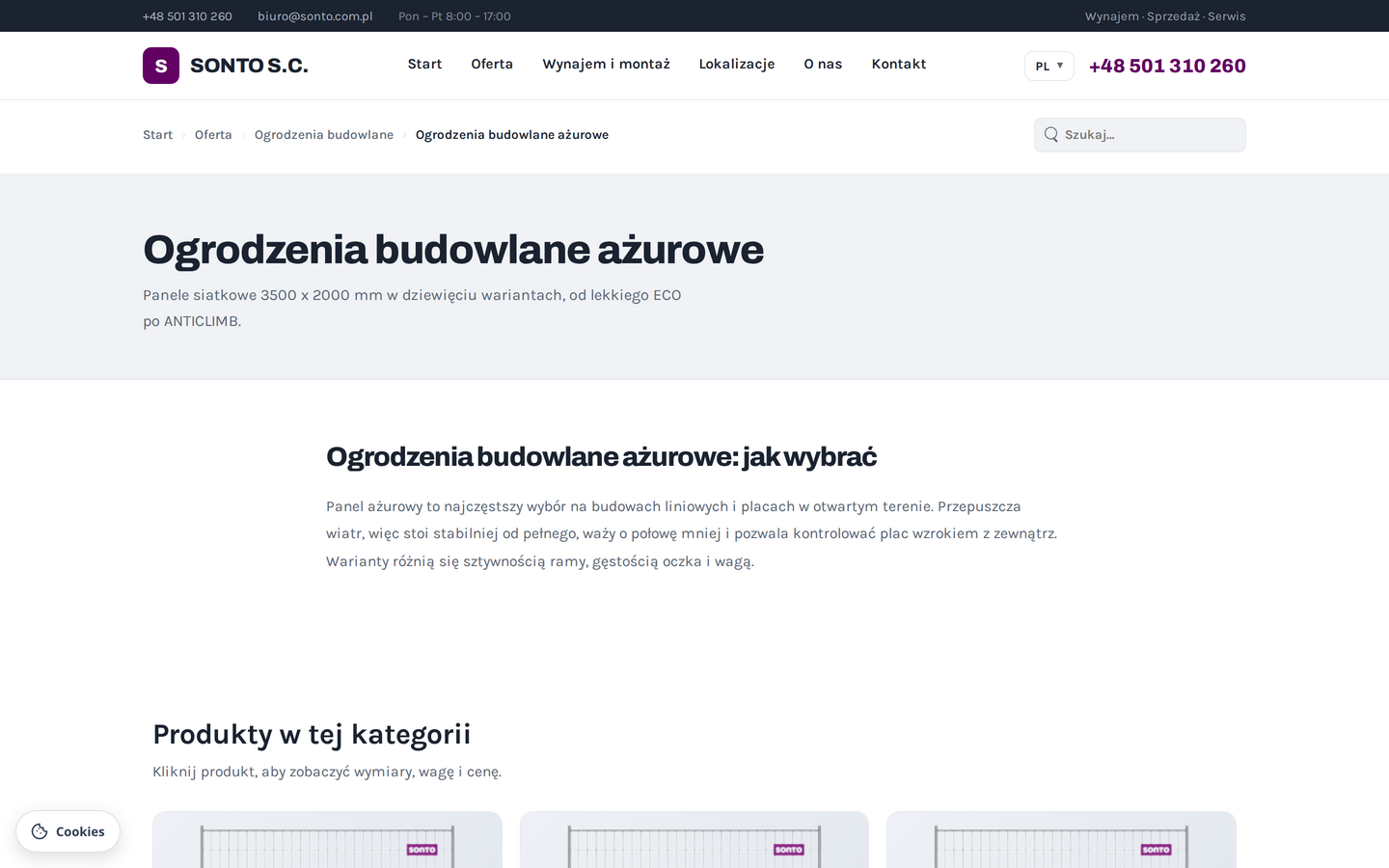 Listing kategorii, do którego prowadzą wyniki wyszukiwania